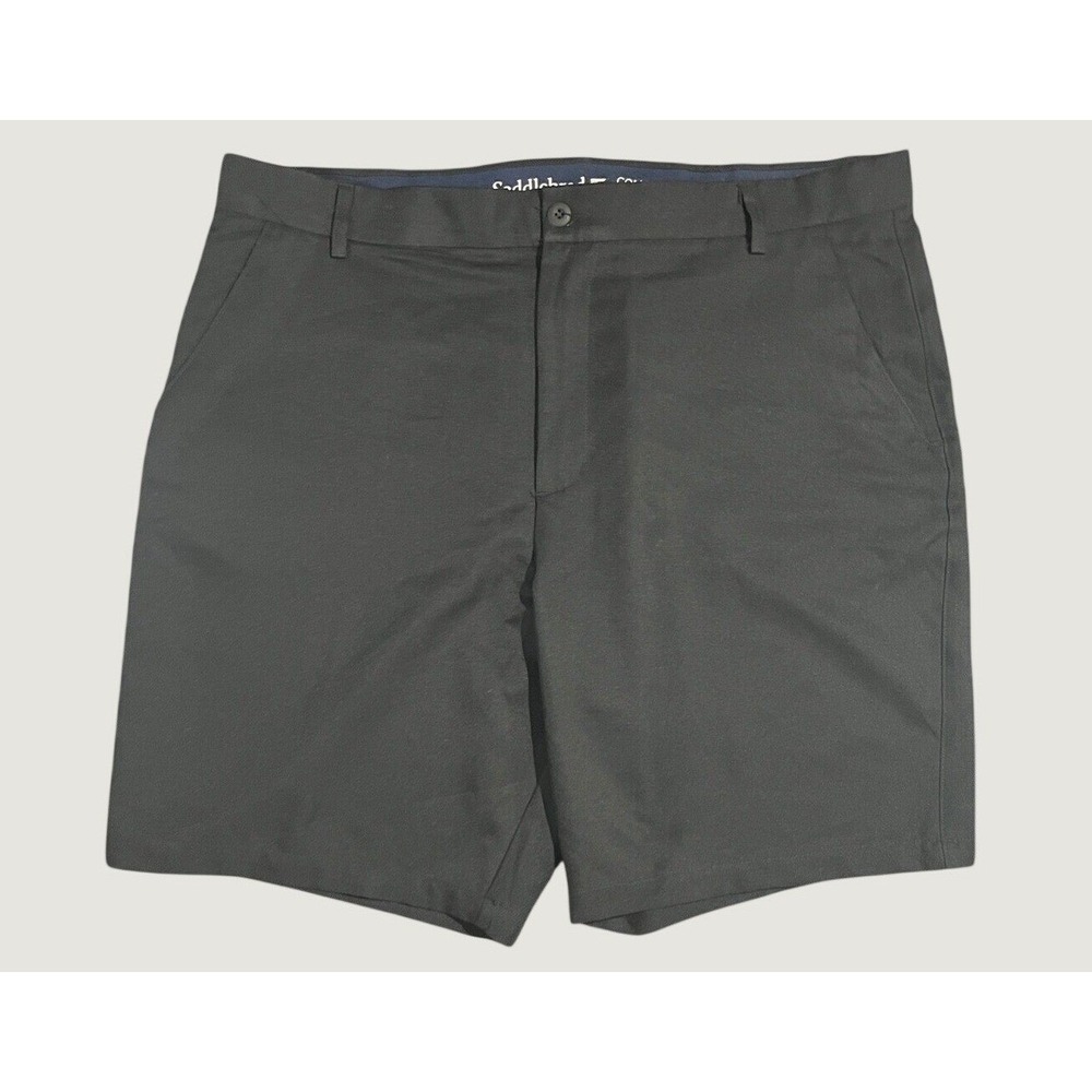 Saddlebred Comfort Performance Mens Black Flat Front Shorts Size 40 Regular Fit